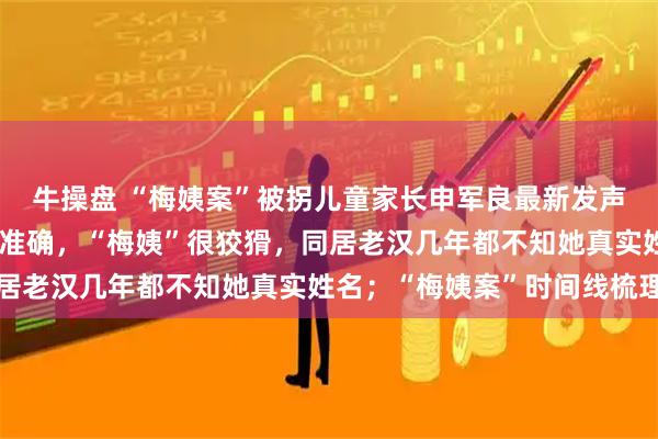 牛操盘 “梅姨案”被拐儿童家长申军良最新发声：网传年龄、照片都不准确，“梅姨”很狡猾，同居老汉几年都不知她真实姓名；“梅姨案”时间线梳理